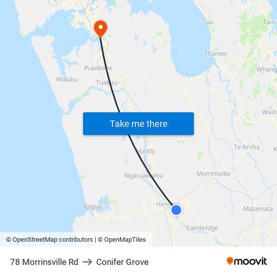 78 Morrinsville Rd to Conifer Grove map