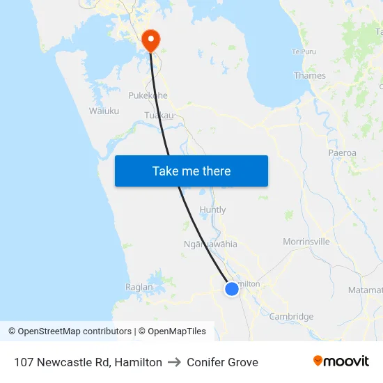 107 Newcastle Rd, Hamilton to Conifer Grove map