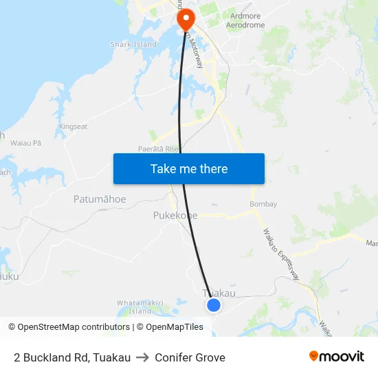 2 Buckland Rd, Tuakau to Conifer Grove map