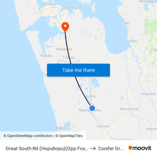 Great South Rd (Hopuhopu)(Opp Fox Rd) to Conifer Grove map