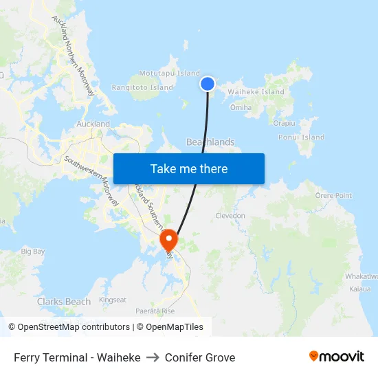 Ferry Terminal - Waiheke to Conifer Grove map