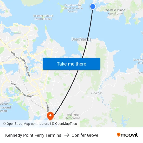 Kennedy Point Ferry Terminal to Conifer Grove map