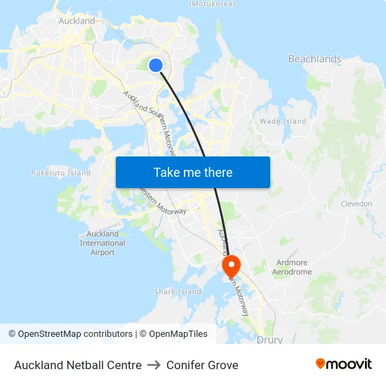 Auckland Netball Centre to Conifer Grove map