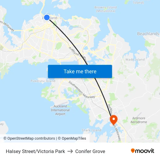 Halsey Street/Victoria Park to Conifer Grove map
