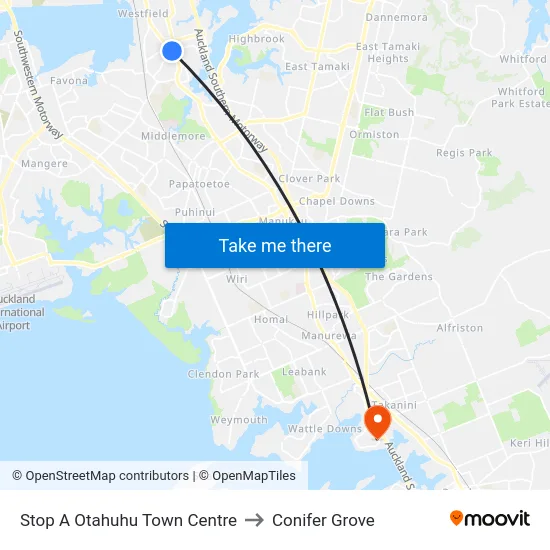 Stop A Otahuhu Town Centre to Conifer Grove map