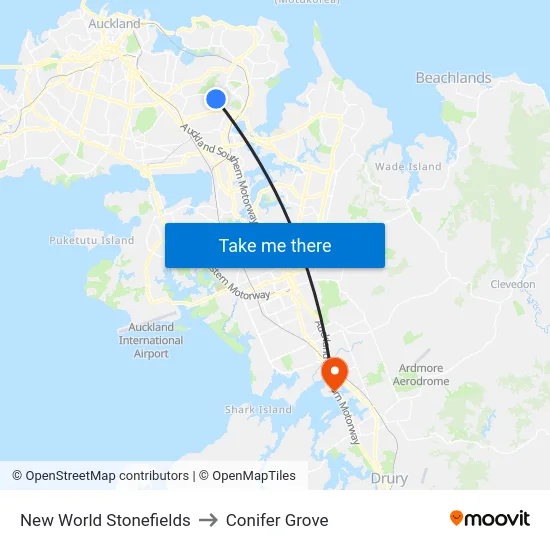New World Stonefields to Conifer Grove map