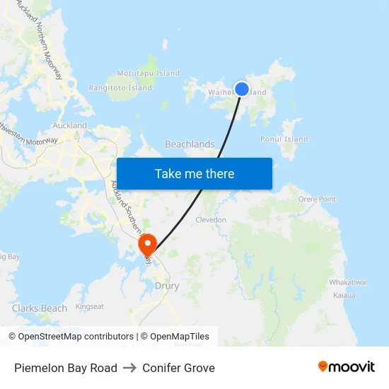 Piemelon Bay Road to Conifer Grove map