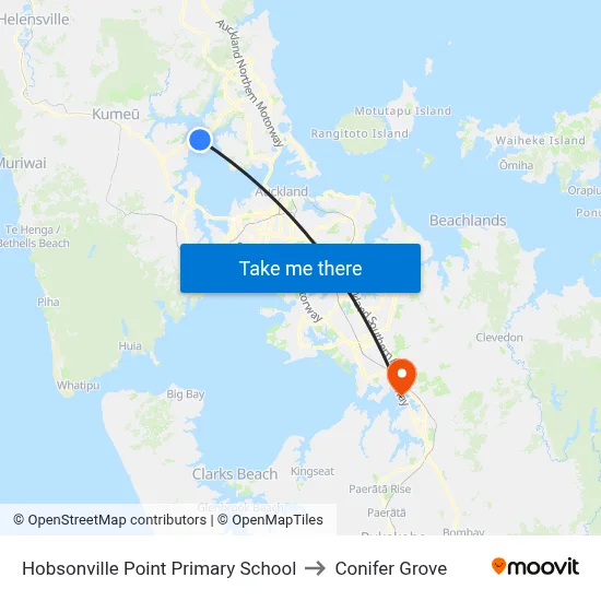 Hobsonville Point Primary School to Conifer Grove map