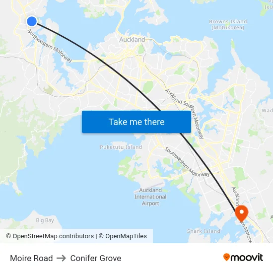 Moire Road to Conifer Grove map