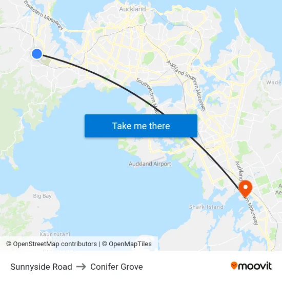 Sunnyside Road to Conifer Grove map