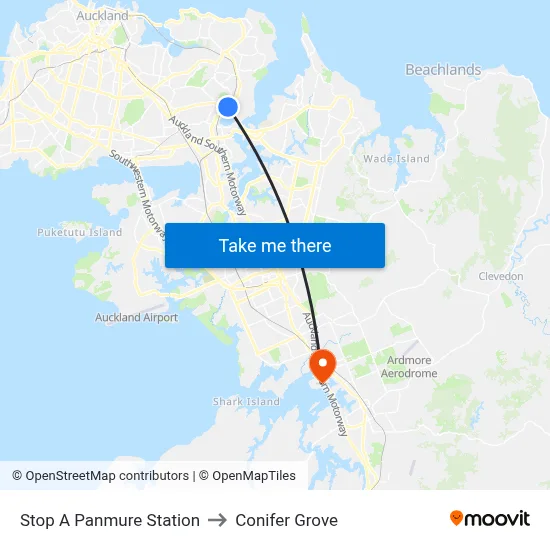 Stop A Panmure Station to Conifer Grove map