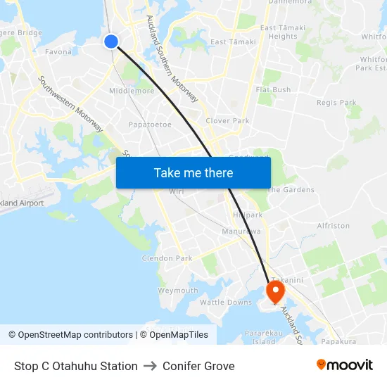 Stop C Otahuhu Station to Conifer Grove map