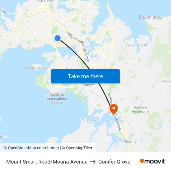 Mount Smart Road/Moana Avenue to Conifer Grove map