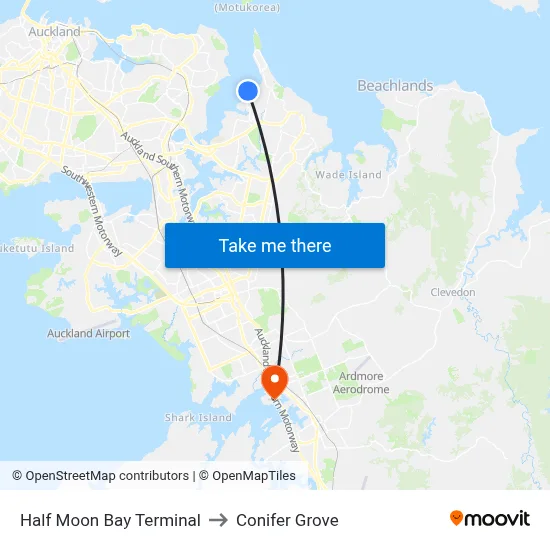 Half Moon Bay Terminal to Conifer Grove map