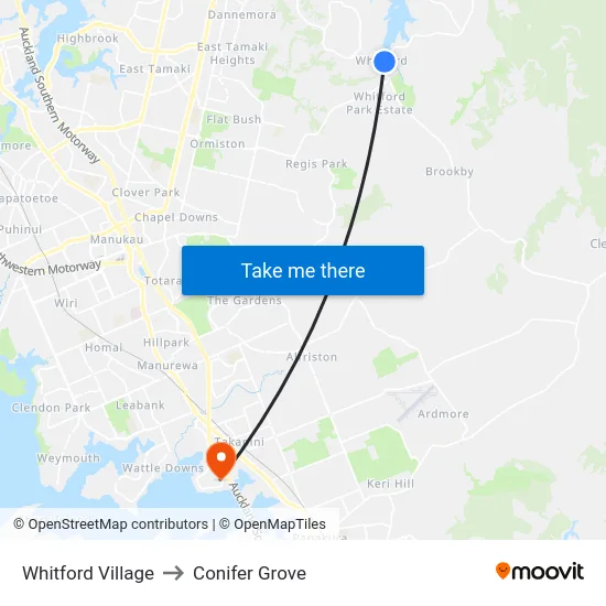 Whitford Village to Conifer Grove map