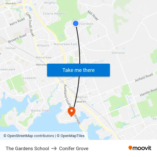 The Gardens School to Conifer Grove map