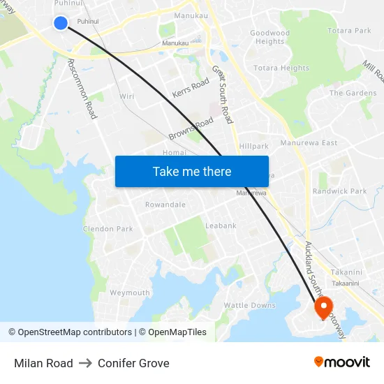 Milan Road to Conifer Grove map