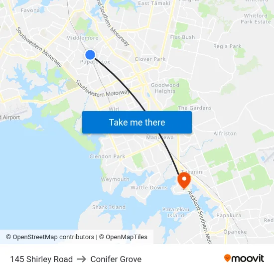 145 Shirley Road to Conifer Grove map