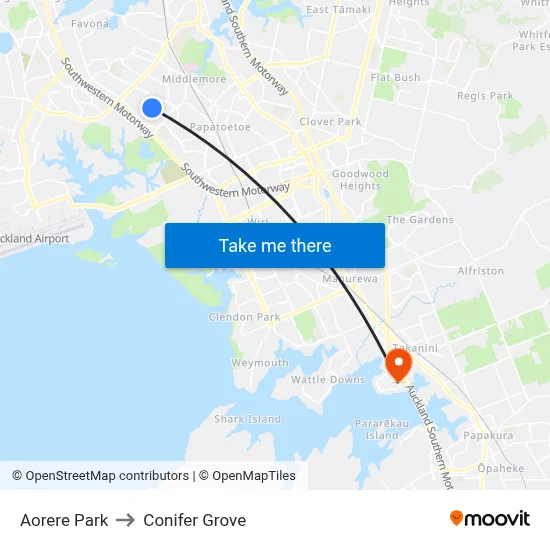 Aorere Park to Conifer Grove map