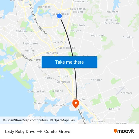 Lady Ruby Drive to Conifer Grove map