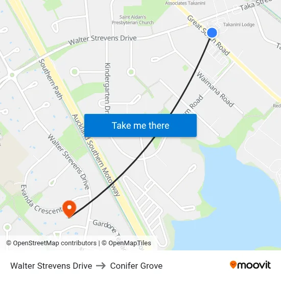 Walter Strevens Drive to Conifer Grove map