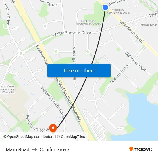 Maru Road to Conifer Grove map