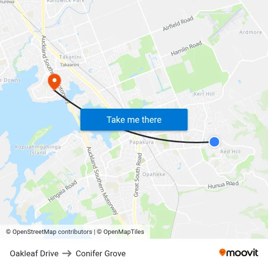 Oakleaf Drive to Conifer Grove map