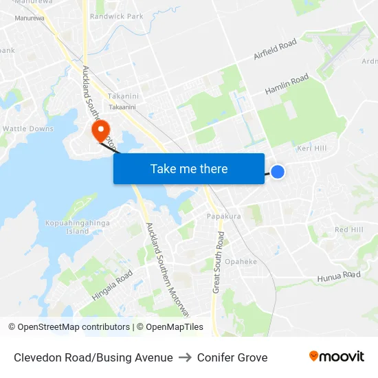 Clevedon Road/Busing Avenue to Conifer Grove map