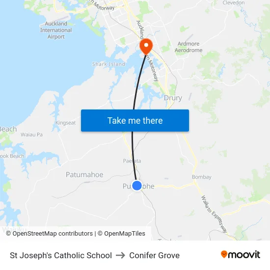 St Joseph's Catholic School to Conifer Grove map