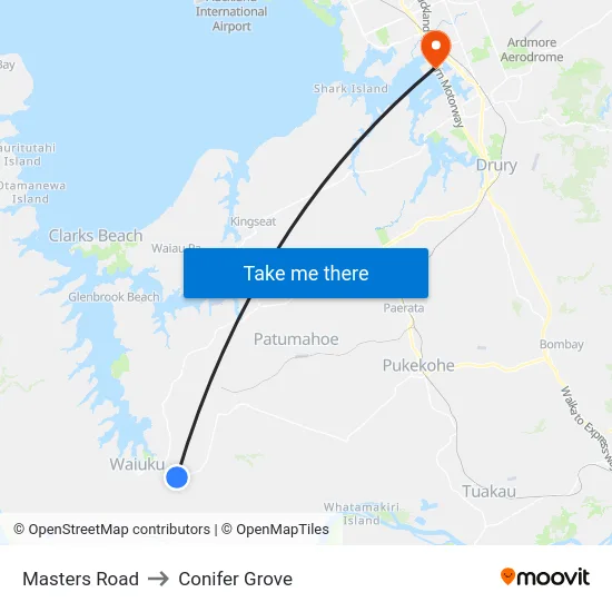 Masters Road to Conifer Grove map