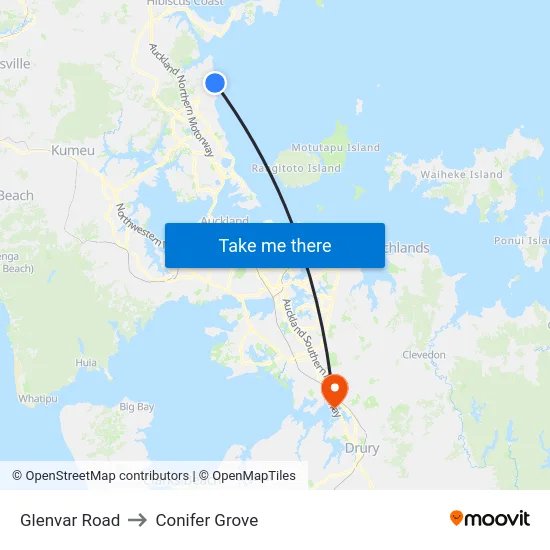 Glenvar Road to Conifer Grove map