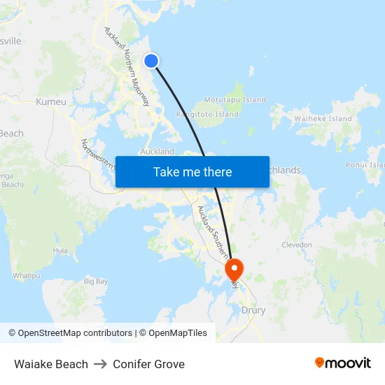 Waiake Beach to Conifer Grove map