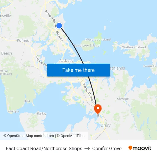 East Coast Road/Northcross Shops to Conifer Grove map