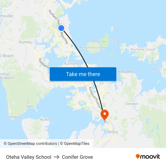 Oteha Valley School to Conifer Grove map