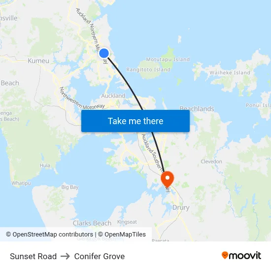 Sunset Road to Conifer Grove map