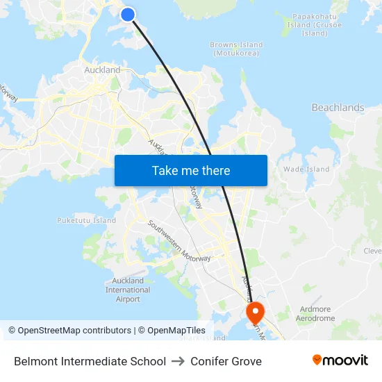Belmont Intermediate School to Conifer Grove map