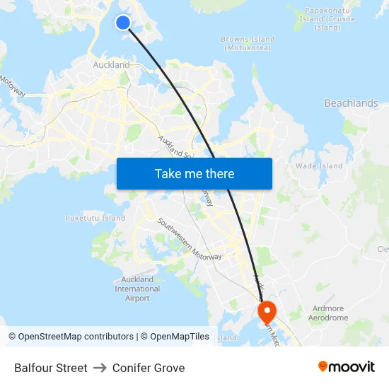 Balfour Street to Conifer Grove map