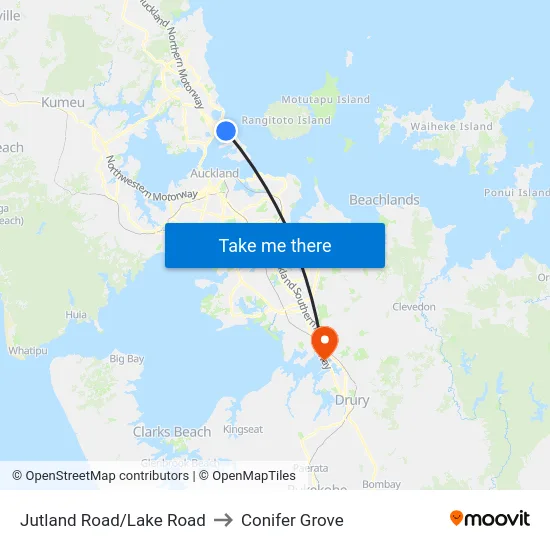 Jutland Road/Lake Road to Conifer Grove map