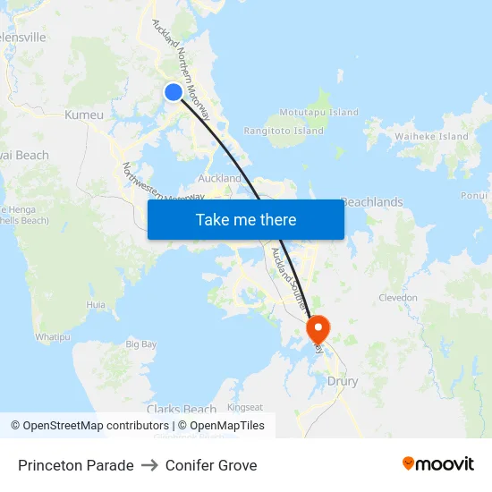 Princeton Parade to Conifer Grove map