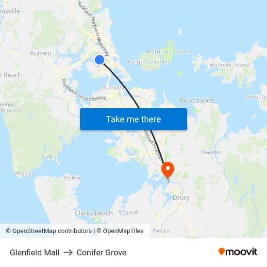 Glenfield Mall to Conifer Grove map