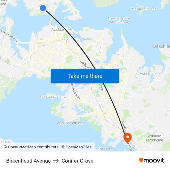 Birkenhead Avenue to Conifer Grove map