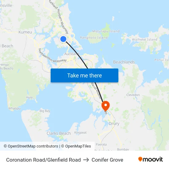 Coronation Road/Glenfield Road to Conifer Grove map