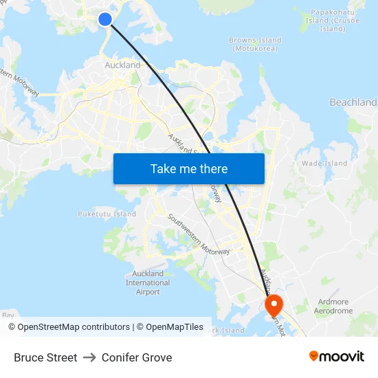 Bruce Street to Conifer Grove map