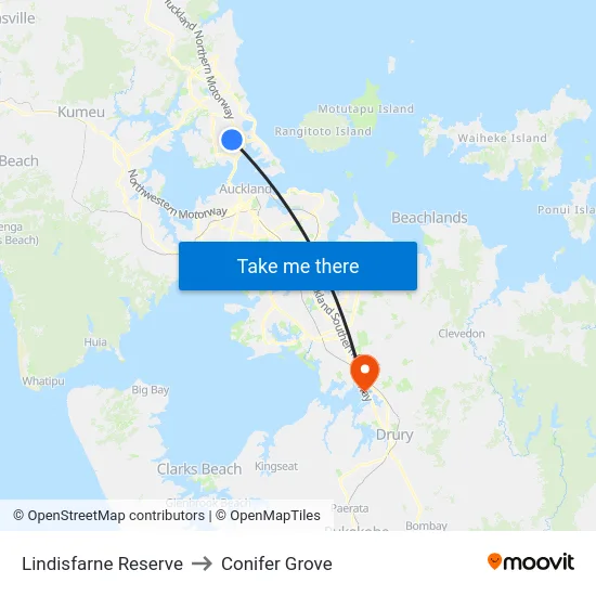 Lindisfarne Reserve to Conifer Grove map