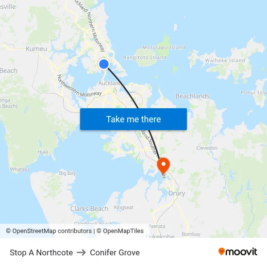 Stop A Northcote to Conifer Grove map