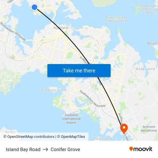 Island Bay Road to Conifer Grove map