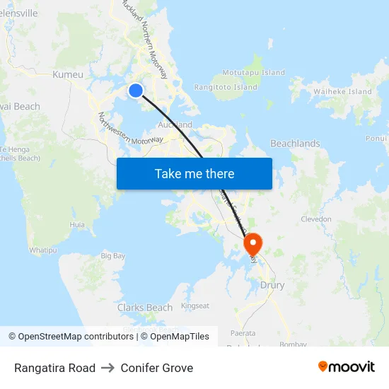 Rangatira Road to Conifer Grove map