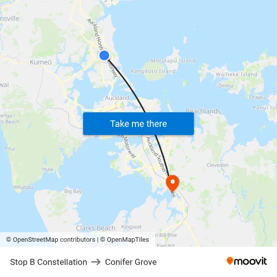 Stop B Constellation to Conifer Grove map