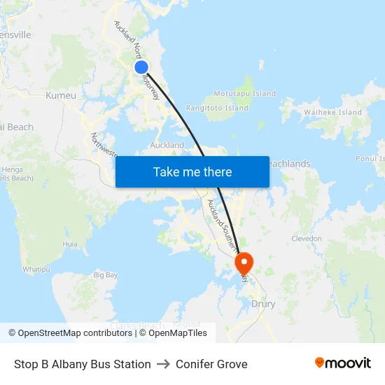 Stop B Albany Bus Station to Conifer Grove map
