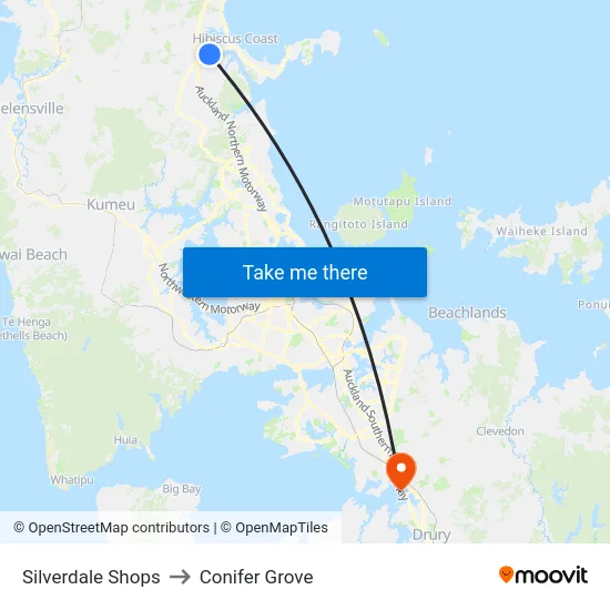 Silverdale Shops to Conifer Grove map